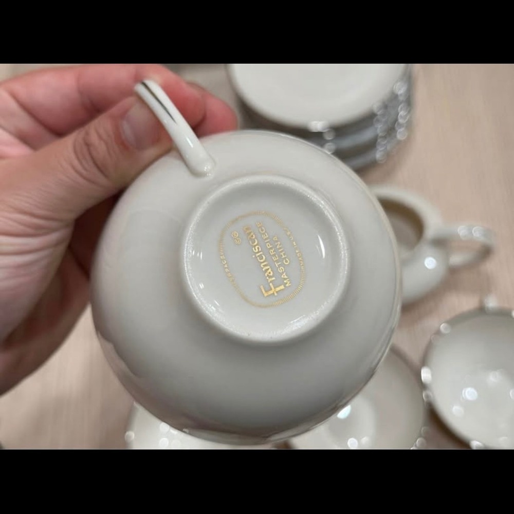Vintage Franciscan Platinum Band Cup Saucer Serving Set 20pcs MCM Tea Time - Picture 4 of 5